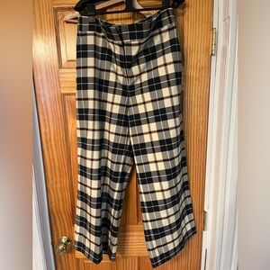 Ann Taylor Loft Wide Leg Cropped Plaid Trousers Size 12